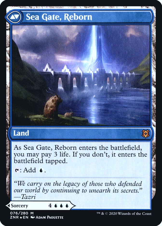 Sea Gate Restoration // Sea Gate, Reborn  [Zendikar Rising Prerelease Promos] (PZNR 76S)