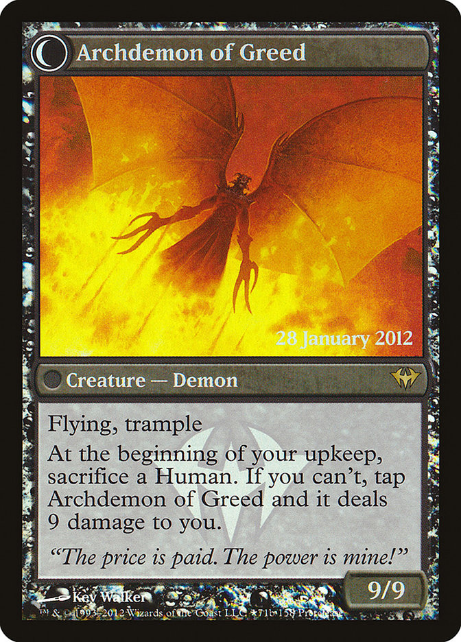 Ravenous Demon // Archdemon of Greed  (Prerelease) [Dark Ascension Prerelease Promos] (PDKA 71)