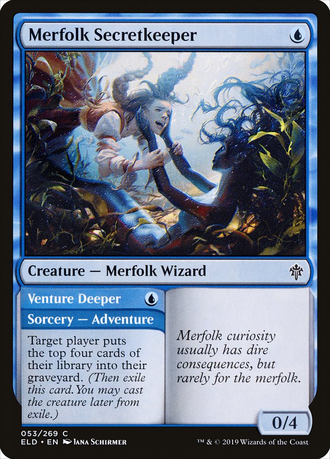 Merfolk Secretkeeper // Venture Deeper [Throne of Eldraine] (ELD 053)
