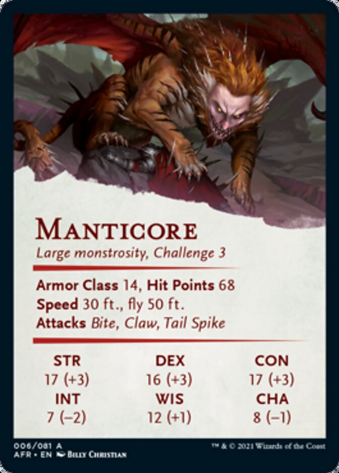 Manticore Art Card [Dungeons & Dragons: Adventures in the Forgotten Realms Art Series] (AAFR 6)