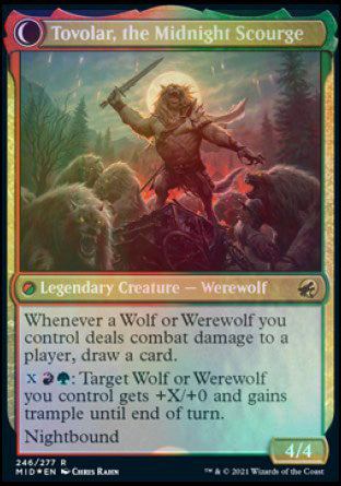 Tovolar, Dire Overlord // Tovolar, the Midnight Scourge [Innistrad: Midnight Hunt Prerelease Promos] (PMID 246)