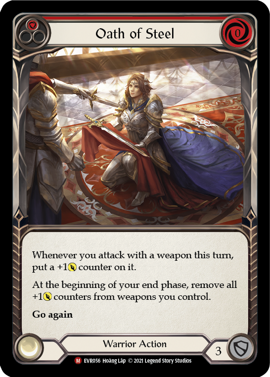 Oath of Steel (Red) [EVR056] 1st Edition Rainbow Foil