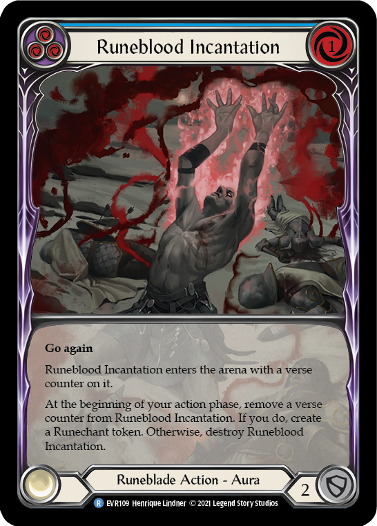 Runeblood Incantation (Blue) [EVR109] 1st Edition Extended Art Rainbow Foil