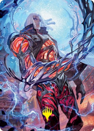 Tezzeret, Betrayer of Flesh Art Card (Gold-Stamped Signature) [Kamigawa: Neon Dynasty Art Series] (ANEO 54)