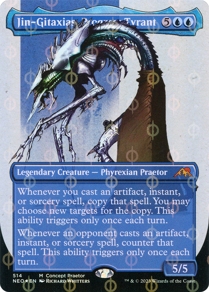 Jin-Gitaxias, Progress Tyrant (Borderless Concept Preators Step-and-Compleat Foil) [Kamigawa: Neon Dynasty]