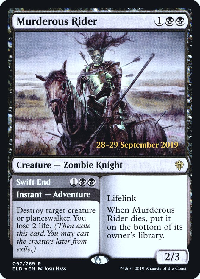 Murderous Rider // Swift End  [Throne of Eldraine Prerelease Promos] (PELD 97S)