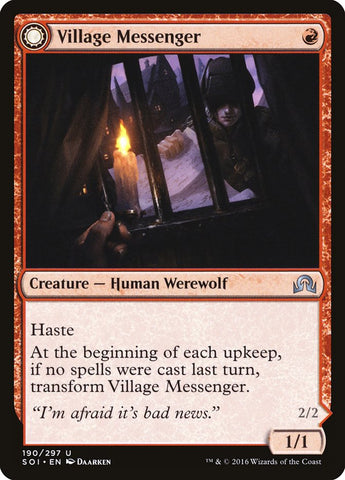 Village Messenger // Moonrise Intruder [Shadows over Innistrad] (SOI 190)