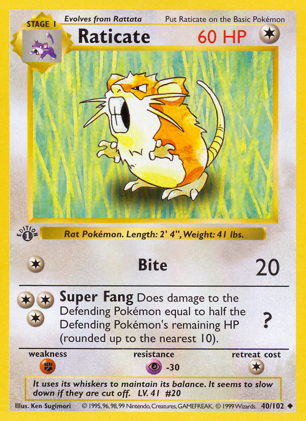 Raticate (40/102) [Base Set 1st Edition]