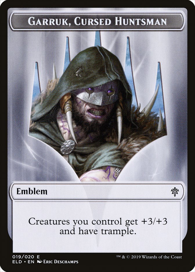Garruk, Cursed Huntsman Emblem [Throne of Eldraine Tokens] (TELD 19)
