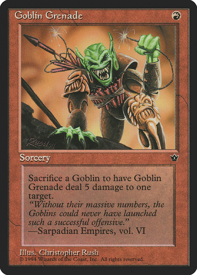 Goblin Grenade (Christopher Rush) [Fallen Empires] (FEM 56C)