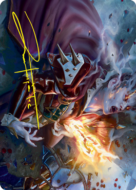 Flame-Blessed Bolt Art Card (Gold-Stamped Signature) [Innistrad: Crimson Vow Art Series] (AVOW 44)