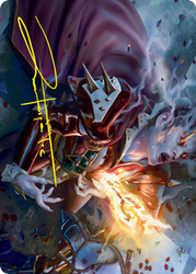 Flame-Blessed Bolt Art Card (Gold-Stamped Signature) [Innistrad: Crimson Vow Art Series] (AVOW 44)