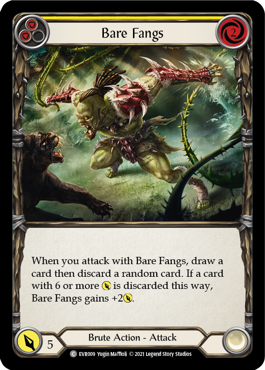 Bare Fangs (Yellow) [EVR009] 1st Edition Rainbow Foil