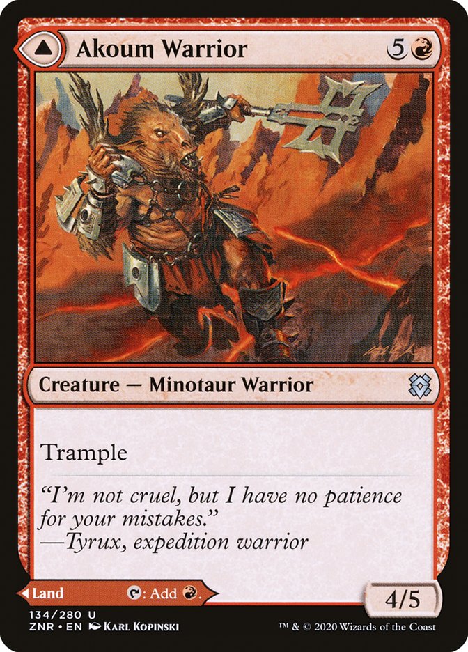 Akoum Warrior // Akoum Teeth [Zendikar Rising] (ZNR 134)