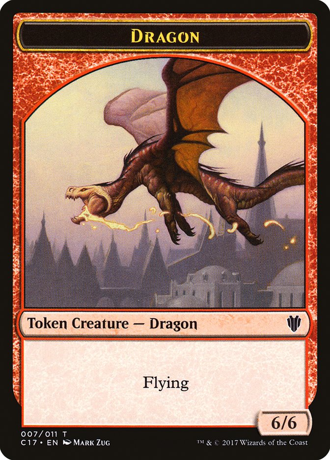 Cat Dragon // Dragon (007) Double-sided Token [Commander 2017 Tokens] (TC17 9)