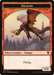 Cat Dragon // Dragon (007) Double-sided Token [Commander 2017 Tokens] (TC17 9)