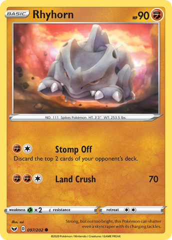 Rhyhorn (97/202) [Sword & Shield: Base Set]