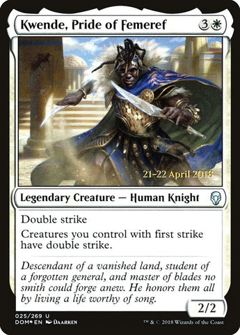 Kwende, Pride of Femeref  (Prerelease) [Dominaria Prerelease Promos] (PDOM 25S)