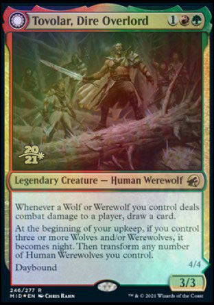 Tovolar, Dire Overlord // Tovolar, the Midnight Scourge [Innistrad: Midnight Hunt Prerelease Promos] (PMID 246)