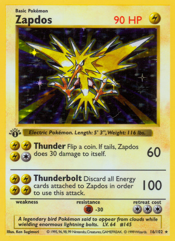 Zapdos (16/102) [Base Set 1st Edition]