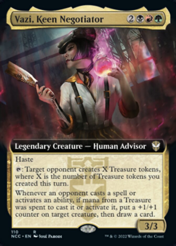 Vazi, Keen Negotiator (Extended Art) [Streets of New Capenna Commander] (NCC 110)