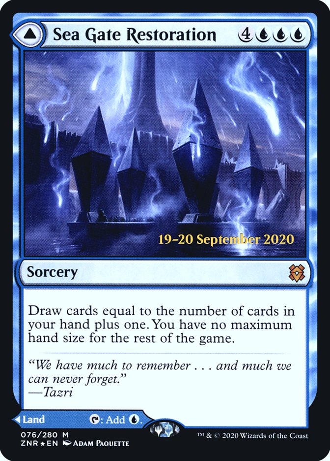 Sea Gate Restoration // Sea Gate, Reborn  [Zendikar Rising Prerelease Promos] (PZNR 76S)