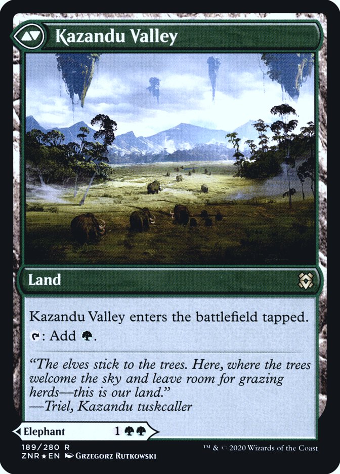 Kazandu Mammoth // Kazandu Valley  [Zendikar Rising Prerelease Promos] (PZNR 189S)