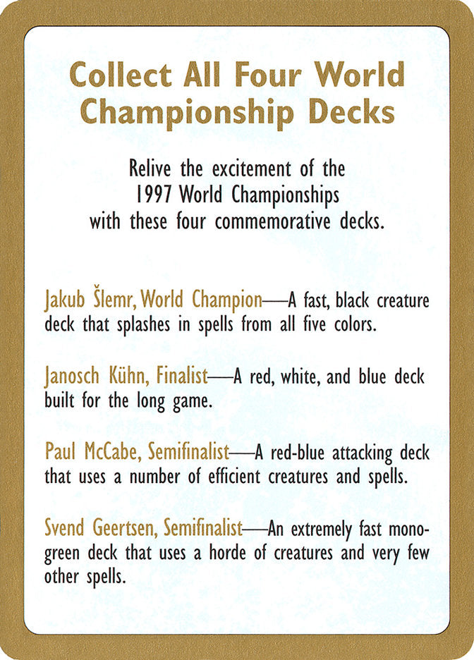 1997 World Championships Ad [World Championship Decks 1997], MTG singles Australia, magic the gathering singles australia, buy mtg singles australia, buy magic singles australia, sell magic cards, sell mtg cards, sell magic the gathering cards, sell magic cards online, sell mtg