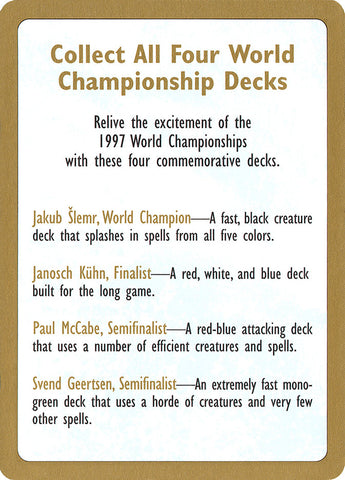 1997 World Championships Ad [World Championship Decks 1997], MTG singles Australia, magic the gathering singles australia, buy mtg singles australia, buy magic singles australia, sell magic cards, sell mtg cards, sell magic the gathering cards, sell magic cards online, sell mtg