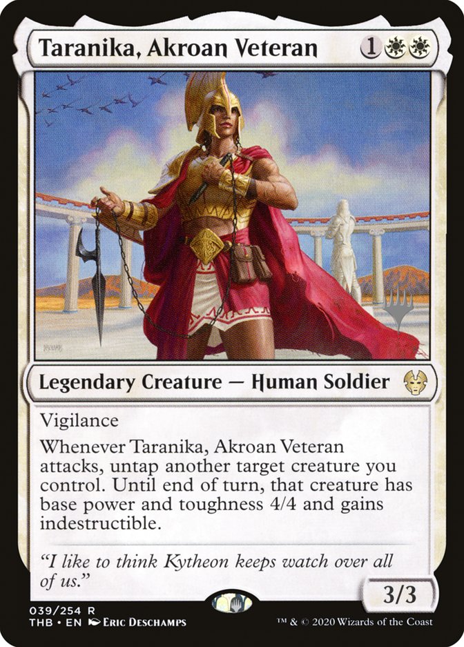 Taranika, Akroan Veteran (Promo Pack) [Theros Beyond Death Promos] (PTHB 39P)