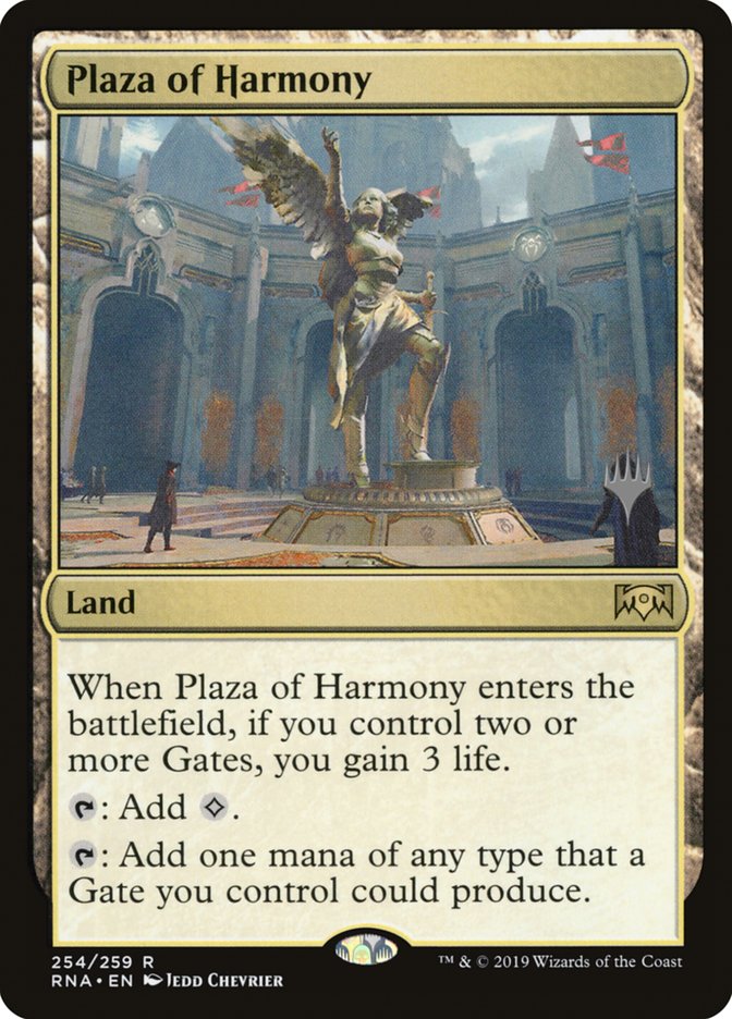 Plaza of Harmony (Promo Pack) [Ravnica Allegiance Promos] (PRNA 254P)