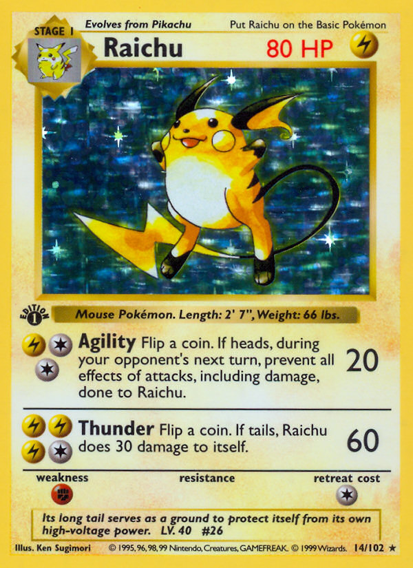 Raichu (14/102) [Base Set 1st Edition]