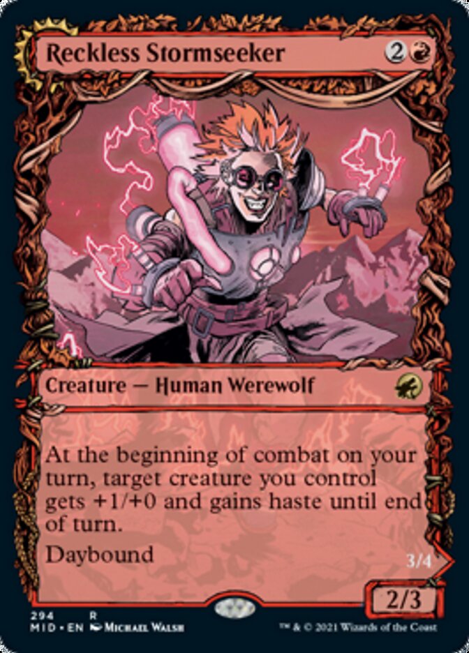 Reckless Stormseeker // Storm-Charged Slasher (Showcase Equinox) [Innistrad: Midnight Hunt] (MID 294)