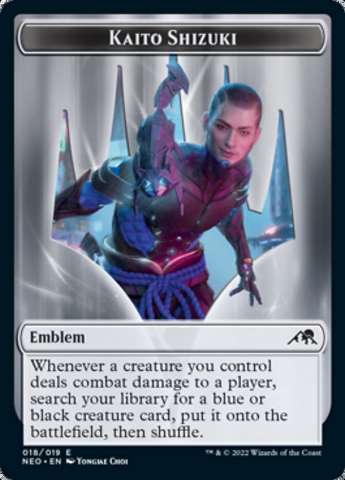 Spirit (002) // Kaito Shizuki Emblem Double-sided Token [Kamigawa: Neon Dynasty Tokens] (TNEO 2)