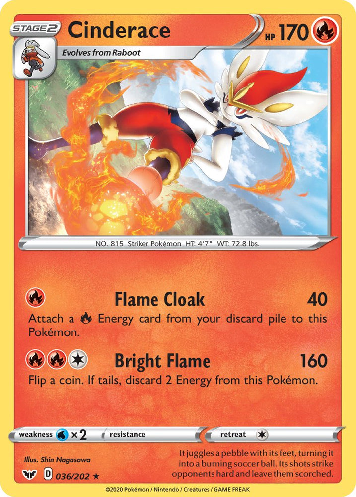 Cinderace (Cracked Ice Holo) (036/202) [Theme Deck Exclusives]