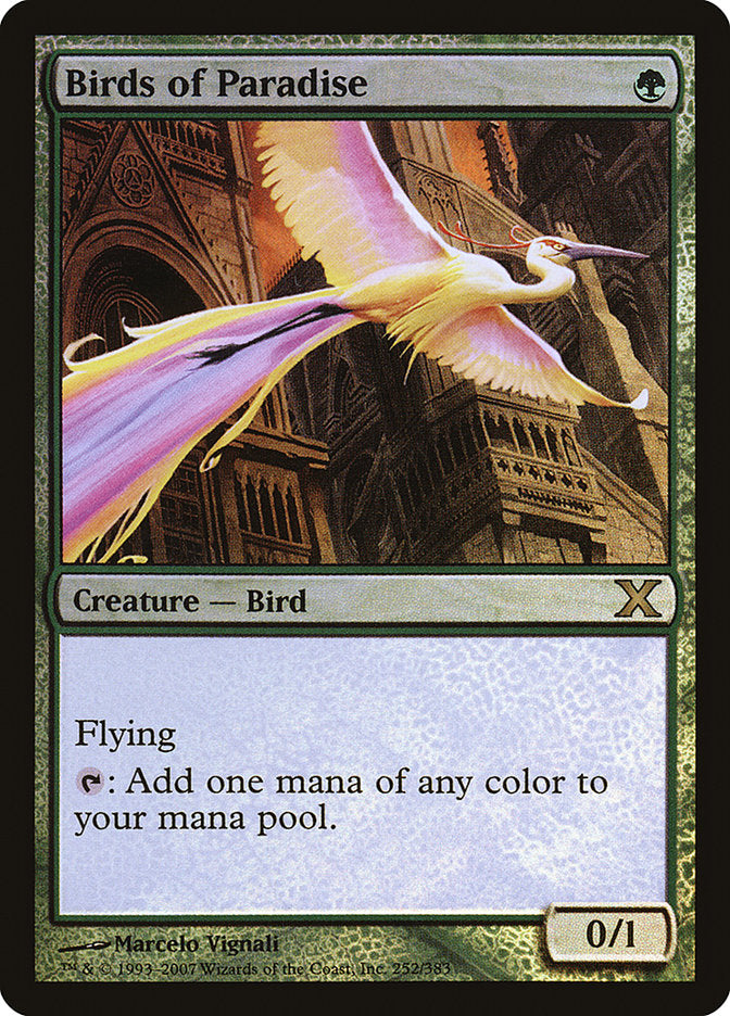 Birds of Paradise (Premium Foil) [Tenth Edition] (10E 252)