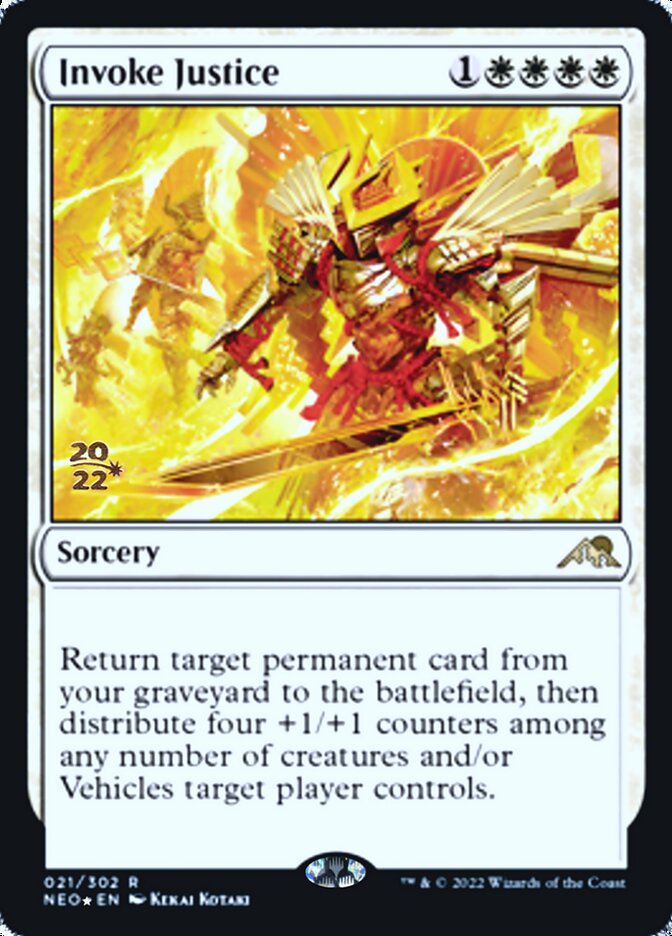 Invoke Justice [Kamigawa: Neon Dynasty Prerelease Promos] (PNEO 21)