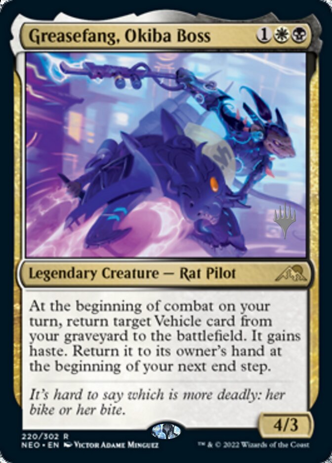 Greasefang, Okiba Boss (Promo Pack) [Kamigawa: Neon Dynasty Promos] (PNEO 220)