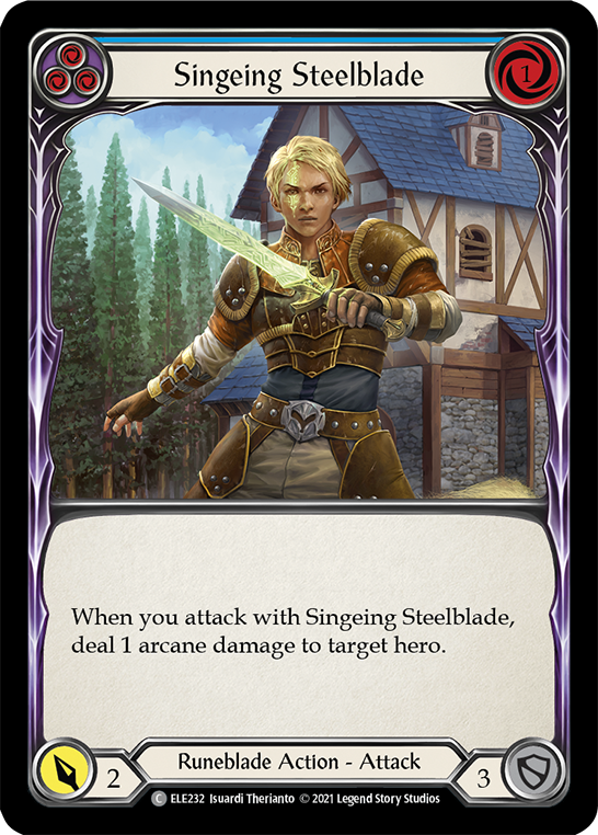 Singeing Steelblade (Blue) [ELE232] 1st Edition Rainbow Foil