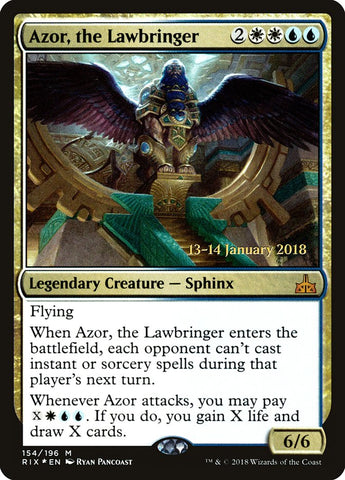 Azor, the Lawbringer (Prerelease) [Rivals of Ixalan Prerelease Promos] (PRIX 154S)