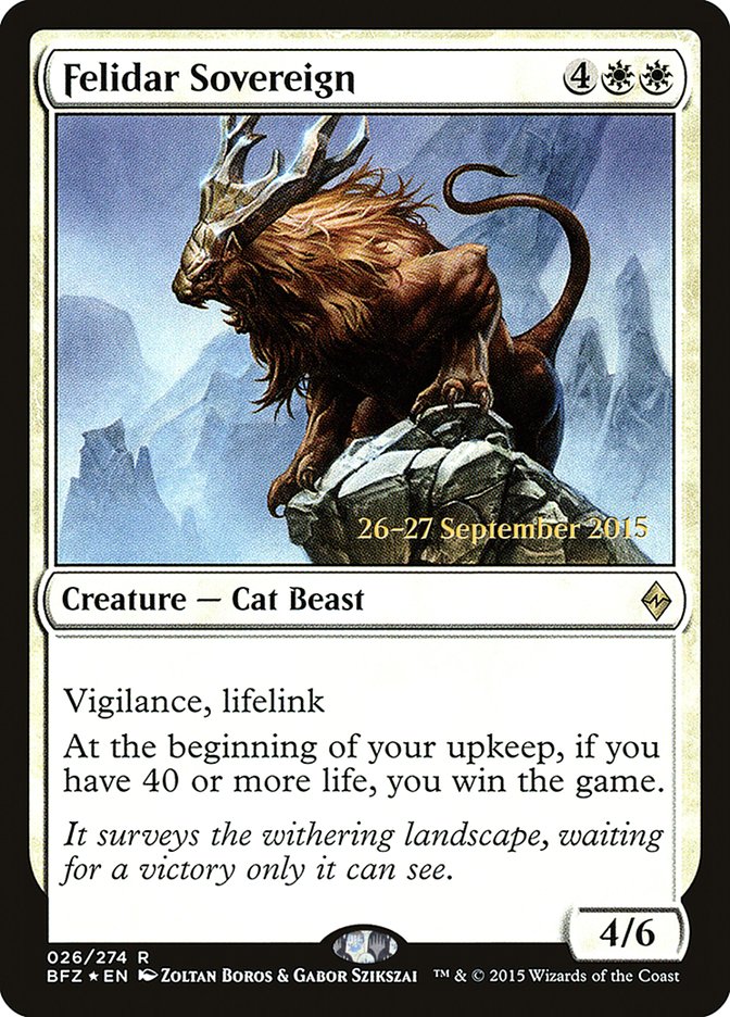 Felidar Sovereign  [Battle for Zendikar Prerelease Promos] (PBFZ 26S)