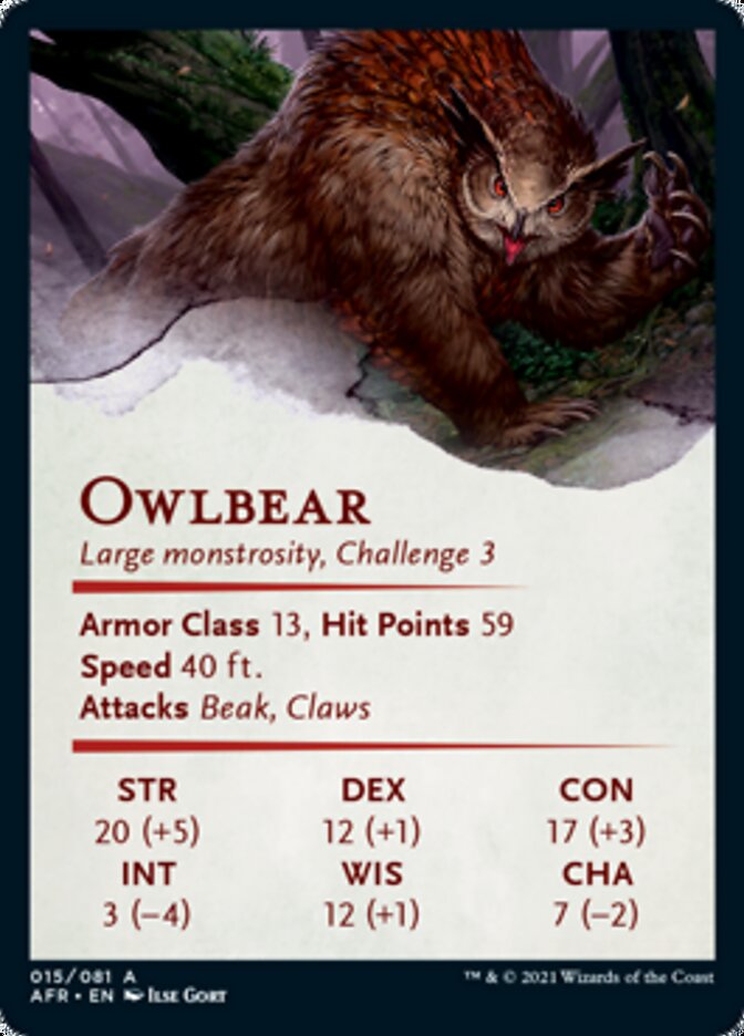 Owlbear Art Card [Dungeons & Dragons: Adventures in the Forgotten Realms Art Series] (AAFR 15)