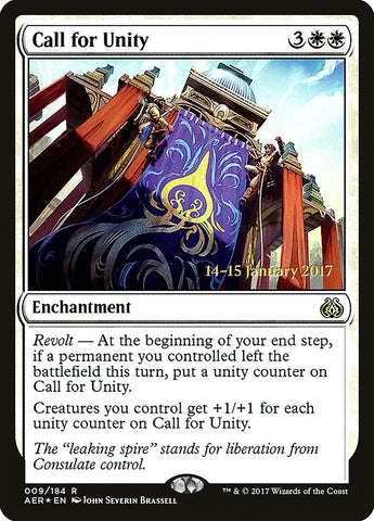 Call for Unity  (Prerelease) [Aether Revolt Prerelease Promos] (PAER 9S)