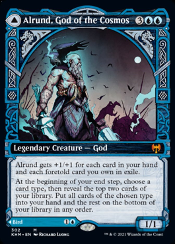 Alrund, God of the Cosmos // Hakka, Whispering Raven (Showcase) [Kaldheim] (KHM 302)