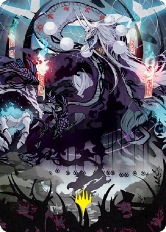 Echo of Death's Wail Art Card (Gold-Stamped Signature) [Kamigawa: Neon Dynasty Art Series] (ANEO 55)