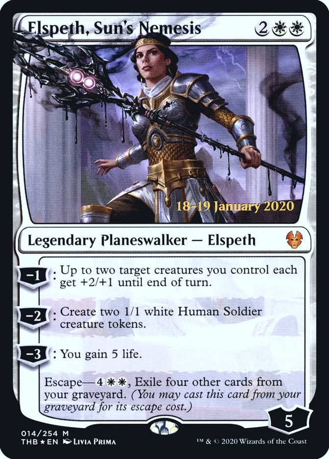 Elspeth, Sun's Nemesis [Theros Beyond Death Prerelease Promos] (PTHB 14S)