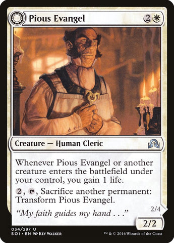 Pious Evangel // Wayward Disciple [Shadows over Innistrad] (SOI 34)
