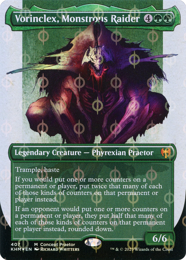 Vorinclex, Monstrous Raider (Borderless Concept Preators Step-and-Compleat Foil) [Kaldheim]