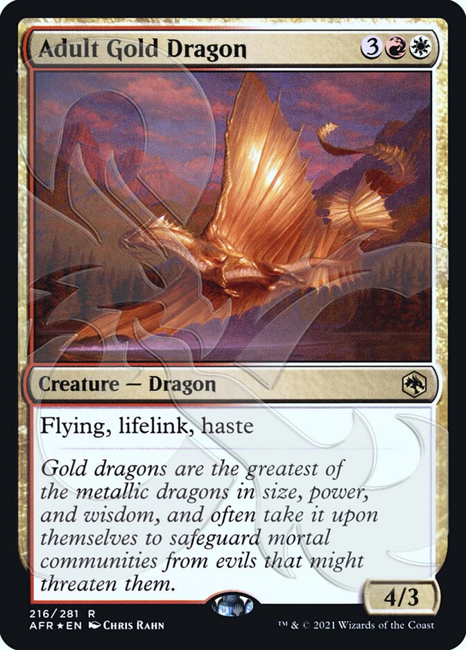 Adult Gold Dragon (Ampersand Promo) [Dungeons & Dragons: Adventures in the Forgotten Realms Promos] (PAFR 216A)