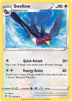 Swellow (134) [Sword & Shield: Vivid Voltage]